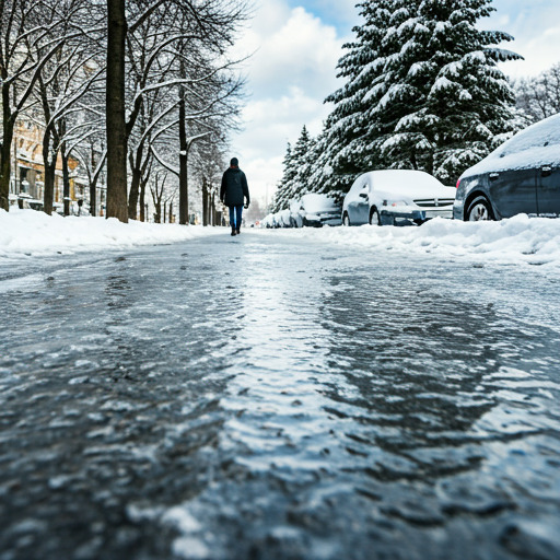Resbalar y caer en el hielo